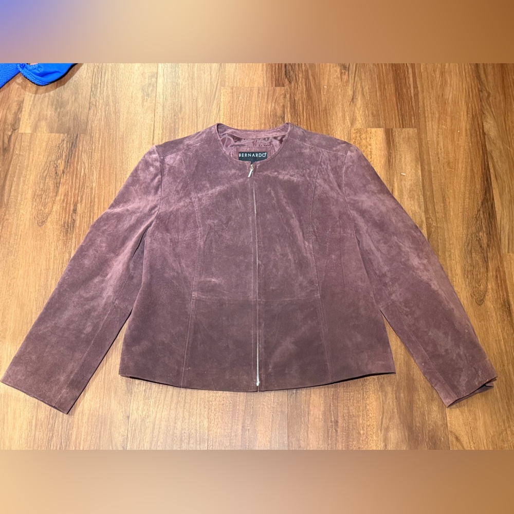 Bernardo Women's Maroon Suede Cropped Jacket